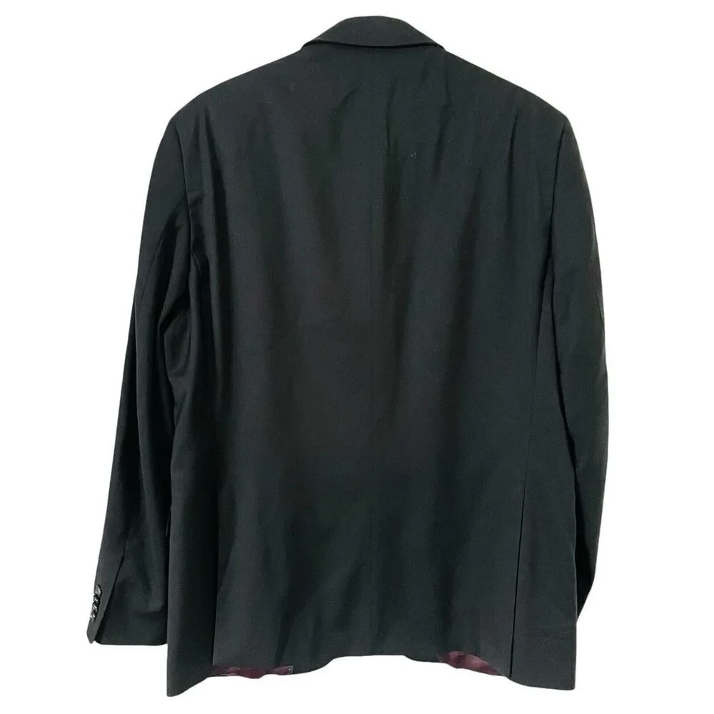 Saks Fifth Avenue Mens‎ Everest Blazer Jacket Size 42R Black Marzotto 100% Wool